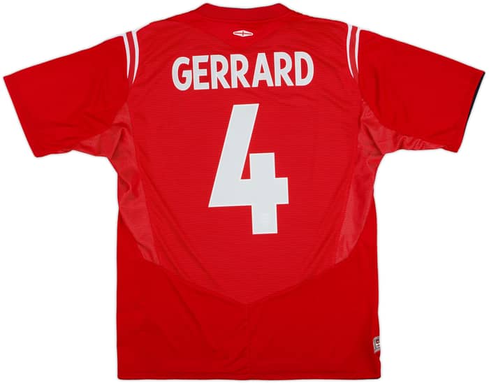 2004-06 England Away Shirt Gerrard #4 - 6/10 - (L)