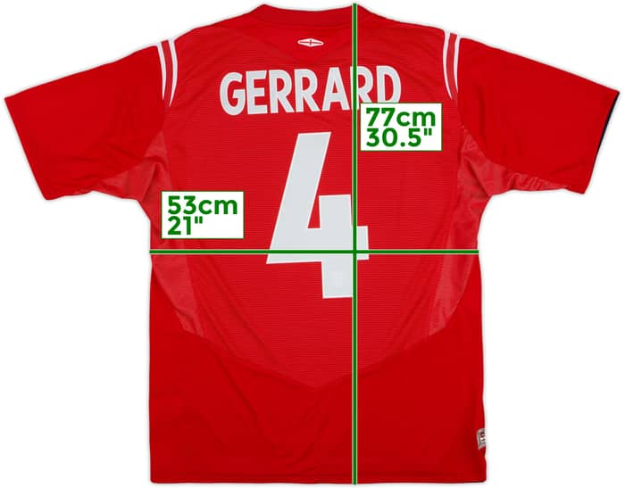 2004-06 England Away Shirt Gerrard #4 - 6/10 - (L)