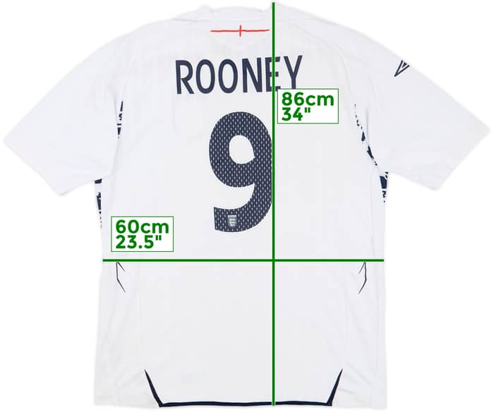 2007-09 England Home Shirt Rooney #9 - 5/10 - (L)
