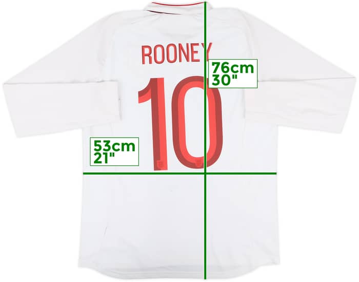 2012-13 England Home L/S Shirt Rooney #10 - 8/10 - (L)