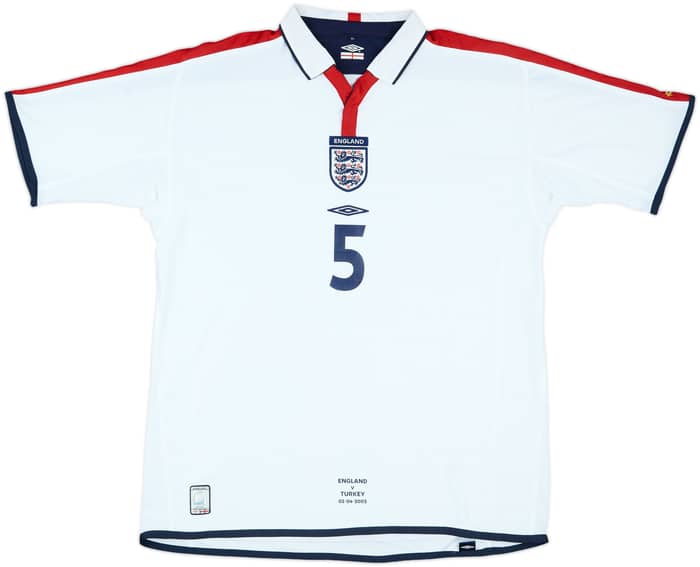 2003 England Match Issue Home Shirt Ferdinand #5 (v Turkey)