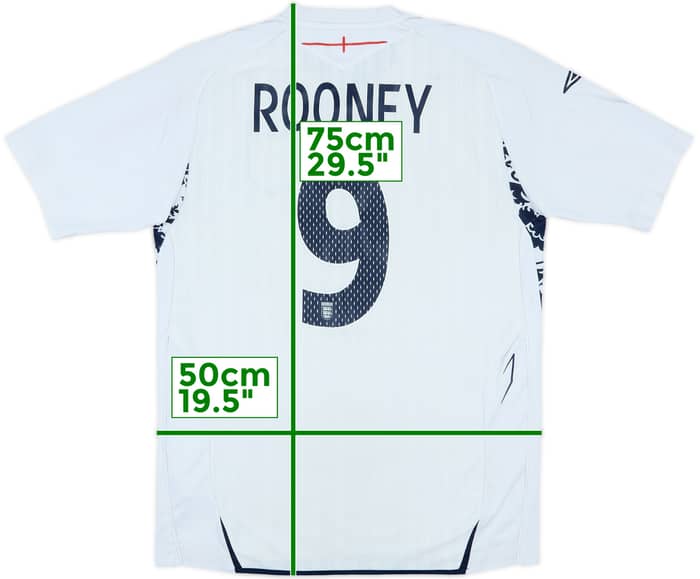 2007-09 England Home Shirt Rooney #9 - 7/10 - (M)
