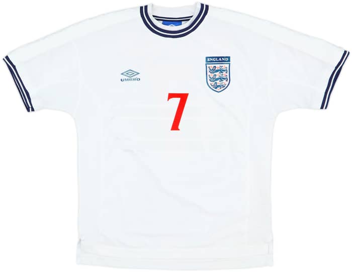 1999-01 England Home Shirt Beckham #7 - 6/10 - (L)