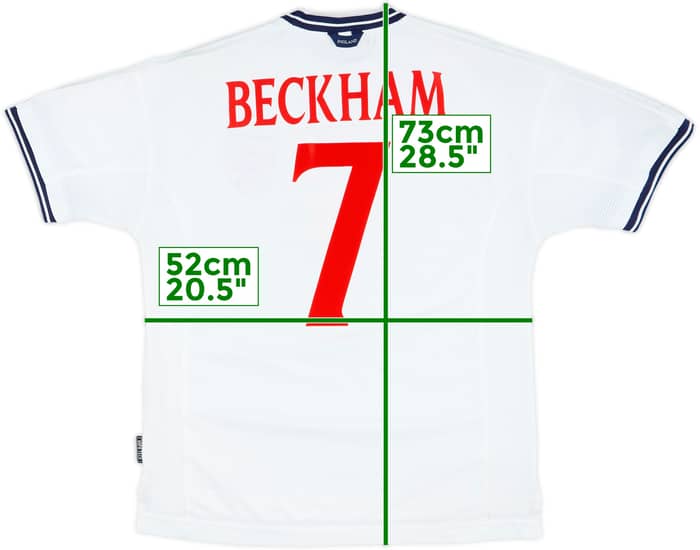 1999-01 England Home Shirt Beckham #7 - 6/10 - (L)