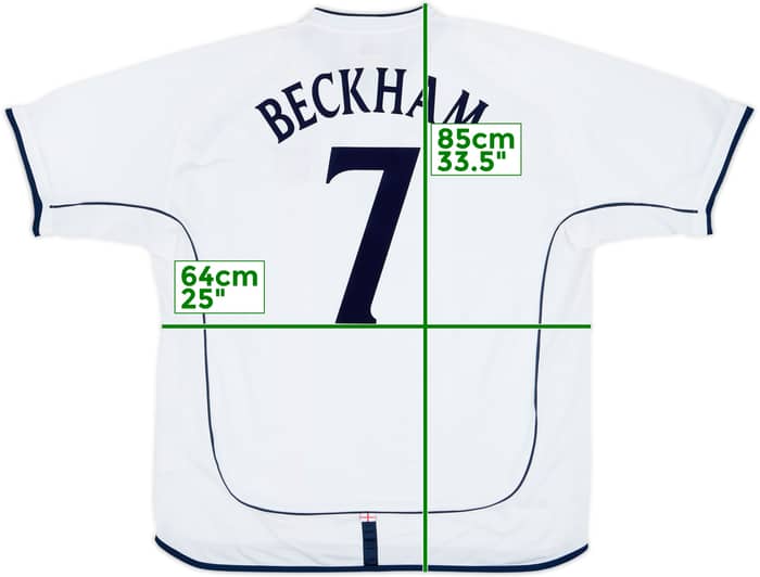 2001-03 England Home Shirt Beckham #7 - 6/10 - (XXL)