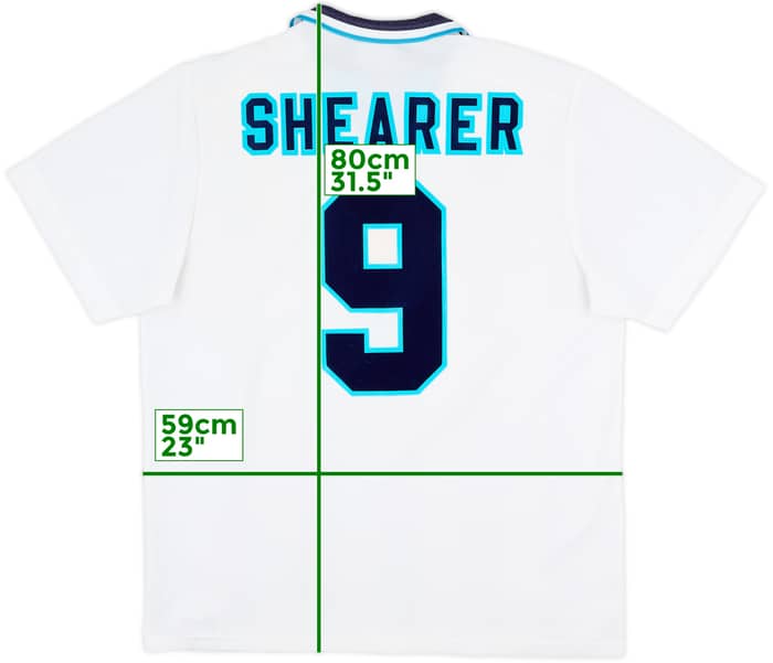 1995-97 England Home Shirt Shearer #9 - 9/10 - (XL)
