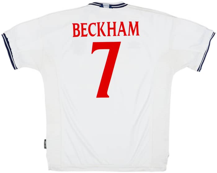 1999-01 England Home Shirt Beckham #7 - 6/10 - (XL)