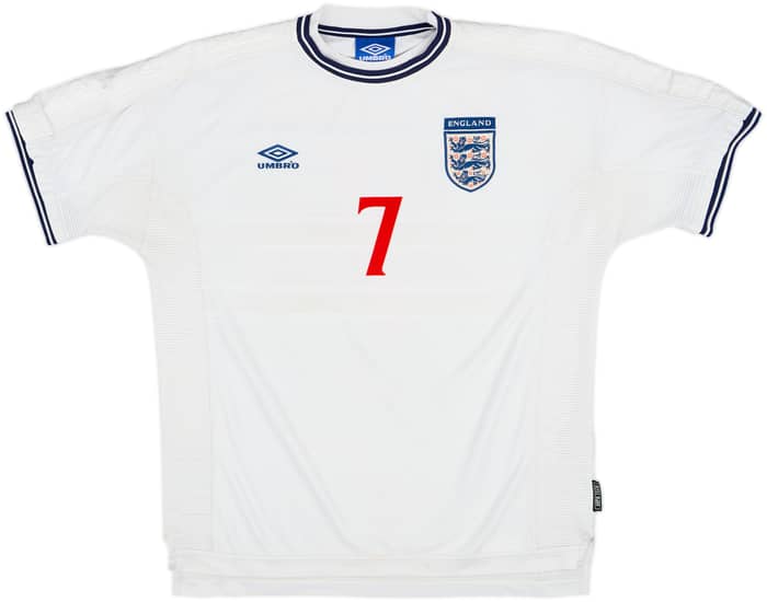 1999-01 England Home Shirt Beckham #7 - 6/10 - (XL)