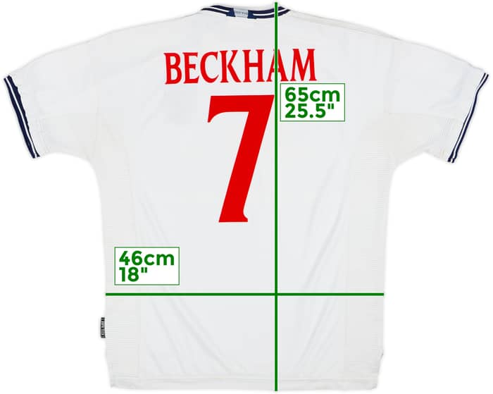 1999-01 England Home Shirt Beckham #7 - 6/10 - (XL)