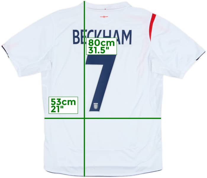 2005-07 England Home Shirt Beckham #7 - 6/10 - (L)