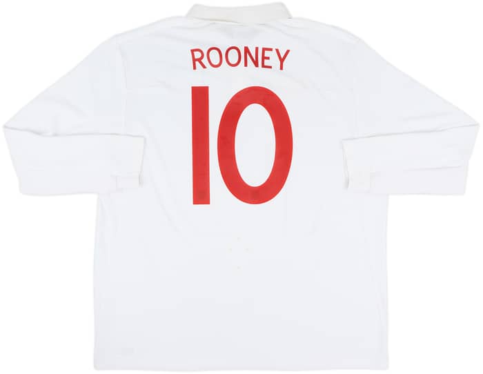 2009-10 England Home L/S Shirt Rooney #10 - 8/10 - (XXL)