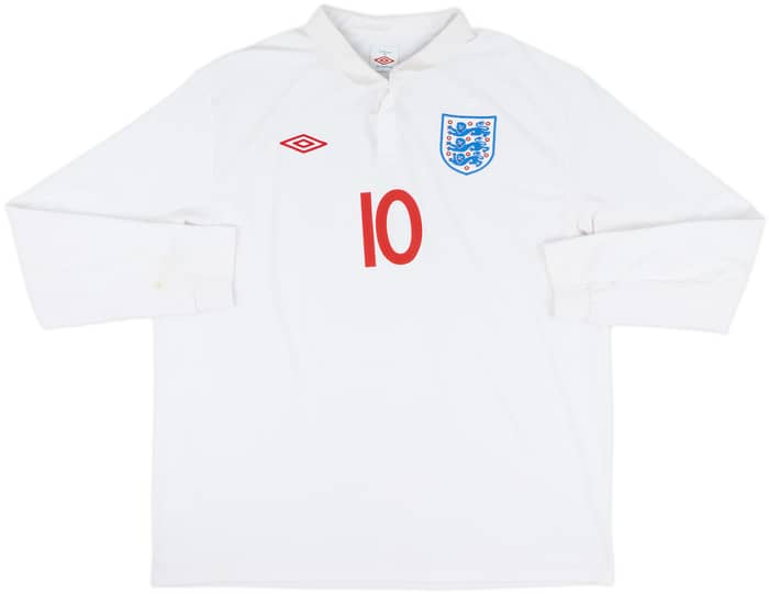 2009-10 England Home L/S Shirt Rooney #10 - 8/10 - (XXL)