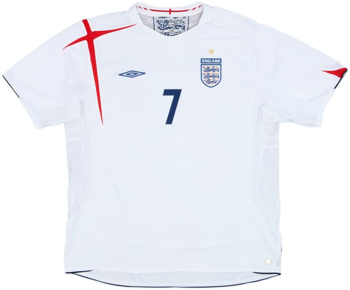 2005-07 England Home Shirt Beckham #7 - 7/10 - (XXL)