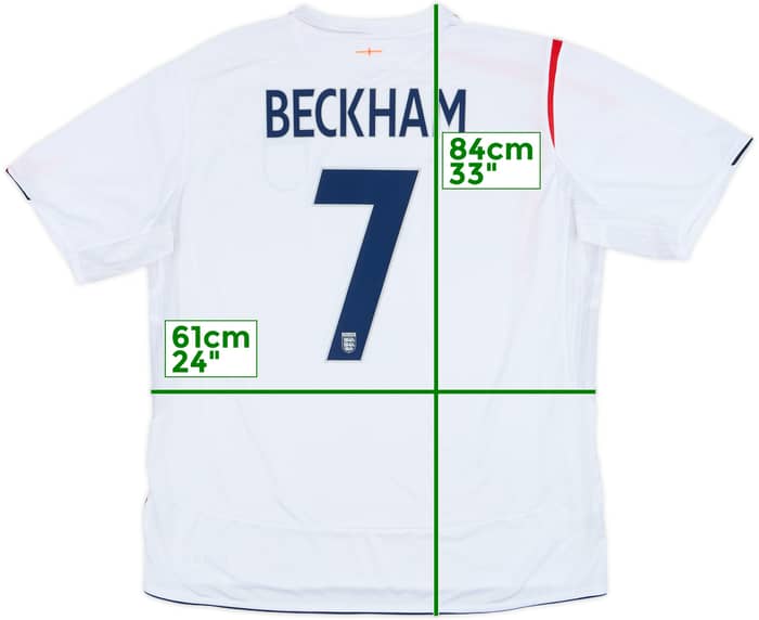 2005-07 England Home Shirt Beckham #7 - 7/10 - (XXL)