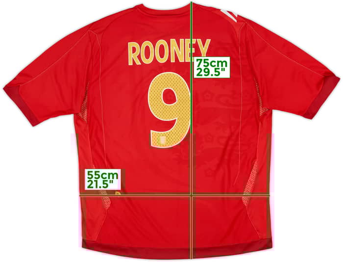 2006-08 England Away Shirt Rooney #9 - 7/10 - (XL)