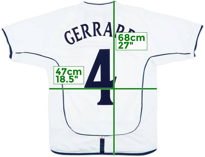 2001-03 England Home Shirt Gerrard #4 - 7/10 - (S)