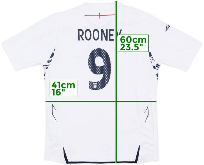 2007-09 England Home Shirt Rooney #9 - 10/10 - (M.Boys)