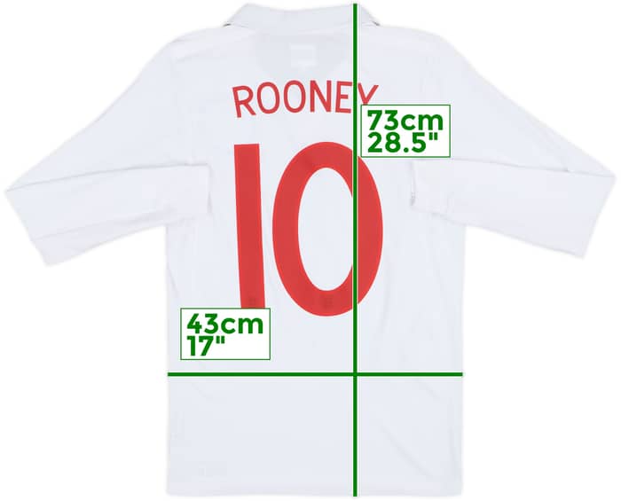 2009-10 England Home L/S Shirt Rooney #10 - 9/10 - (S)