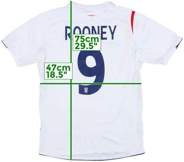 2005-07 England Home Shirt Rooney #9 - 9/10 - (S)