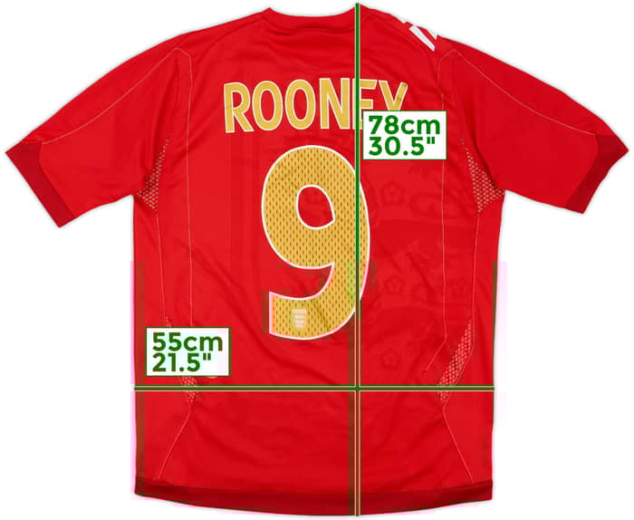 2006-08 England Away Shirt Rooney #9 - 7/10 - (XL.Boys)