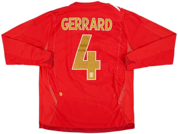 2006-08 England Away L/S Shirt Gerrard #4 - 9/10 - (M)
