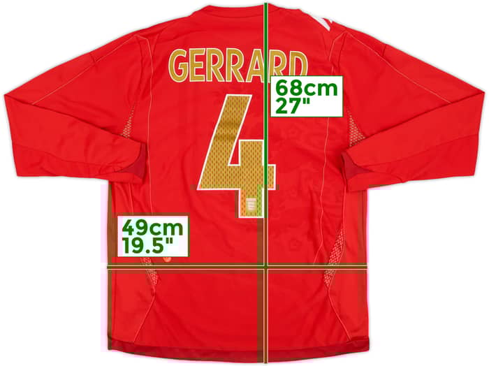 2006-08 England Away L/S Shirt Gerrard #4 - 9/10 - (M)