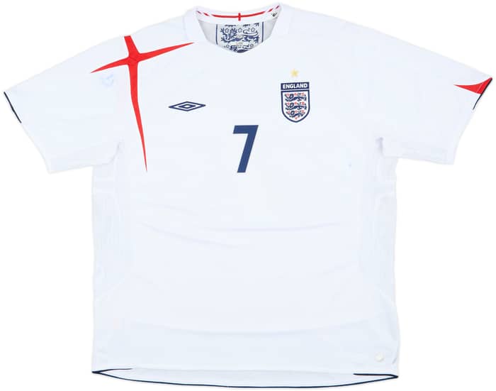 2005-07 England Home Shirt Beckham #7 - 7/10 - (XXL)