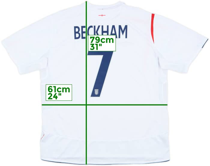 2005-07 England Home Shirt Beckham #7 - 7/10 - (XXL)