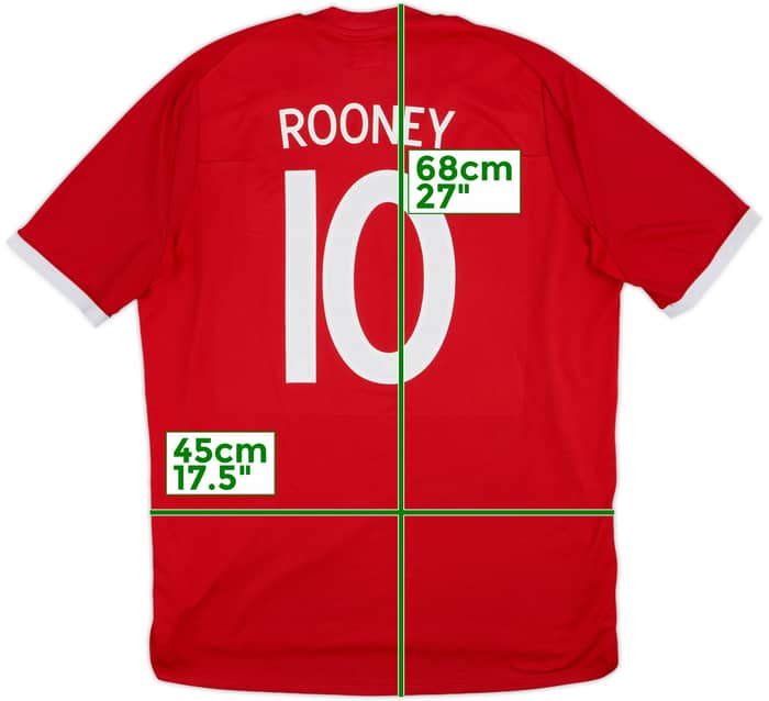2010-11 England Away Shirt Rooney #10 - 7/10 - (XL)
