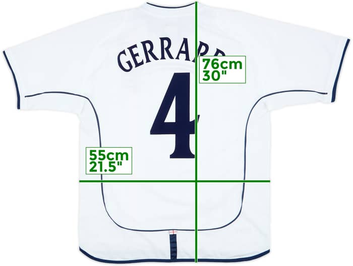 2001-03 England Home Shirt Gerrard #4 - 7/10 - (L)