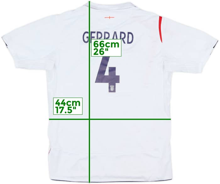 2005-07 England Home Shirt Gerrard #4 - 5/10 - (XL.Boys)