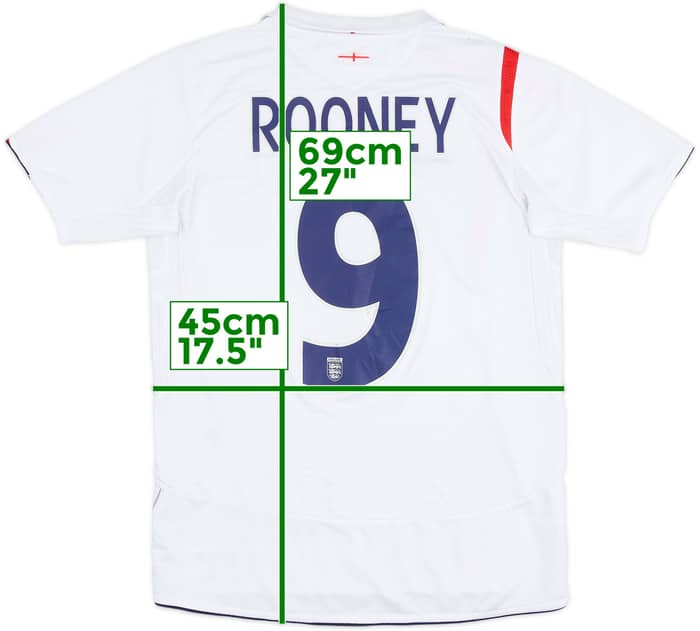 2005-07 England Home Shirt Rooney #9 - 5/10 - (XL.Boys)