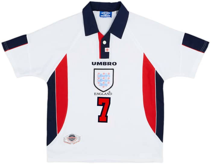 1997-99 England Home Shirt Beckham #7 - 6/10 - (XL.Boys)