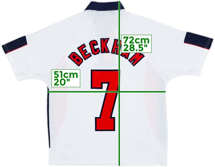 1997-99 England Home Shirt Beckham #7 - 6/10 - (XL.Boys)