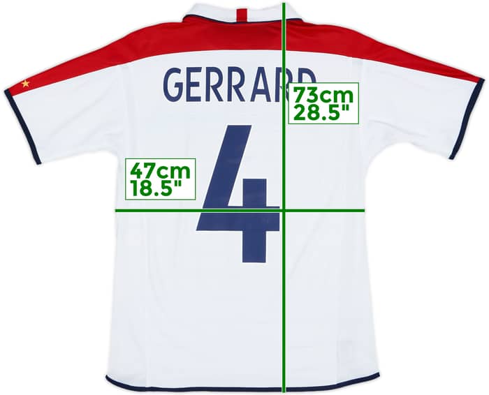 2003-05 England Home Shirt Gerrard #4 - 8/10 - (XL.Boys)