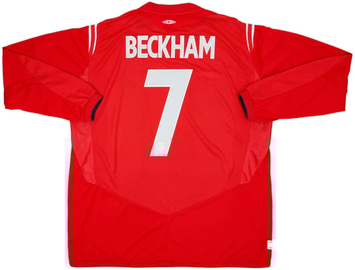 2004-06 England Away L/S Shirt Beckham #7 - 6/10 - (XXL)