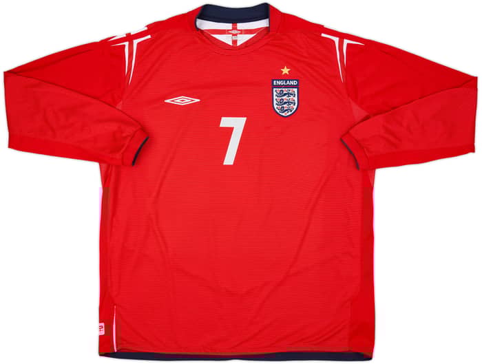 2004-06 England Away L/S Shirt Beckham #7 - 6/10 - (XXL)