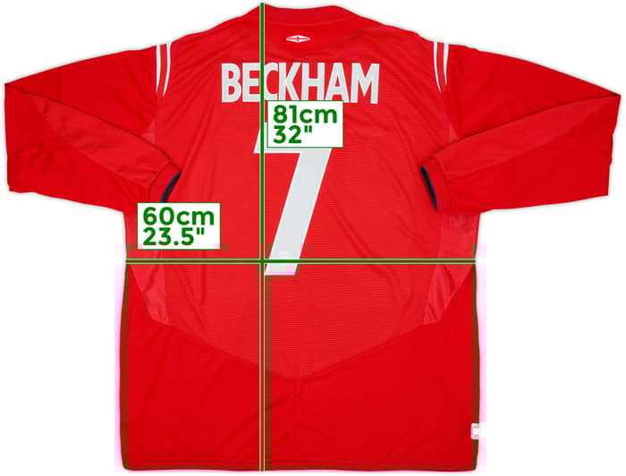 2004-06 England Away L/S Shirt Beckham #7 - 6/10 - (XXL)