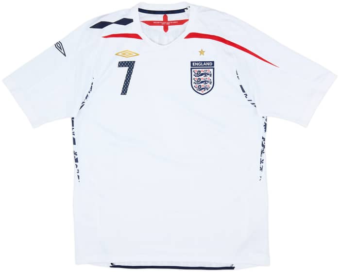 2007-09 England Home Shirt Beckham #7 - 7/10 - (XL)