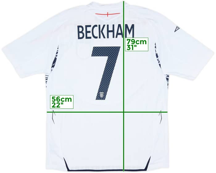 2007-09 England Home Shirt Beckham #7 - 7/10 - (XL)