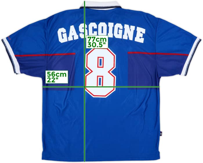 1997-99 Rangers Home Shirt Gascoigne #8 - 9/10 - (XL)
