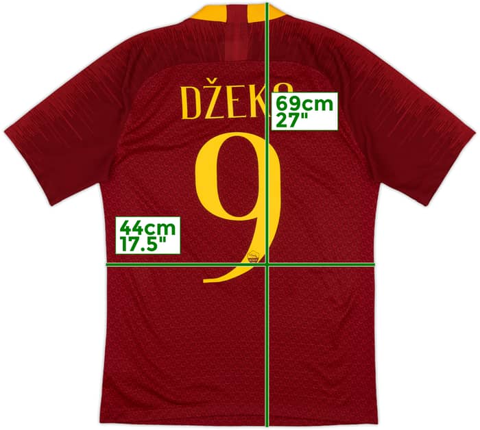 2018-19 Roma Authentic Home Shirt Dzeko #9 - 8/10 - (S)