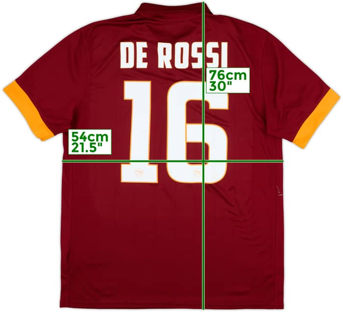 2014-15 Roma Home Shirt De Rossi #16 - 6/10 - (L)