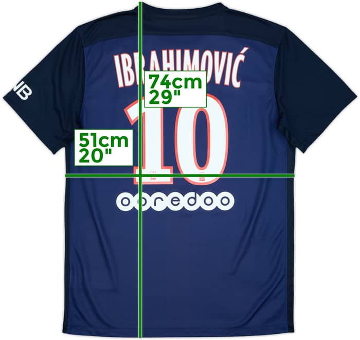 2015-16 Paris Saint-Germain Home Shirt Ibrahimovic #10 - 9/10 - (M)