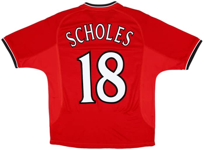 2000-02 Manchester United Home Shirt Scholes #18 - 9/10 - (Y)