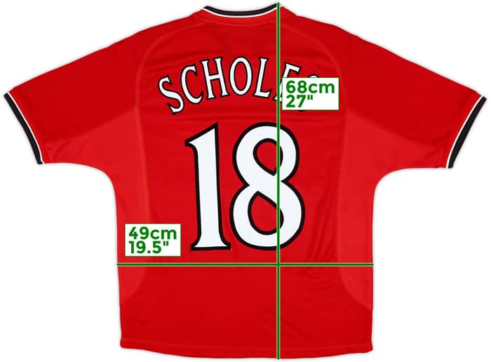 2000-02 Manchester United Home Shirt Scholes #18 - 9/10 - (Y)