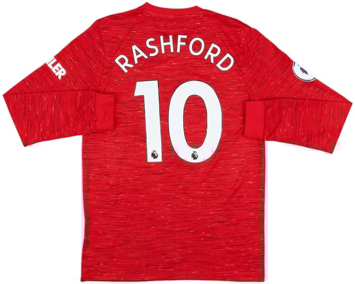 2020-21 Manchester United Home L/S Shirt Rashford #10 - 9/10 - (M)