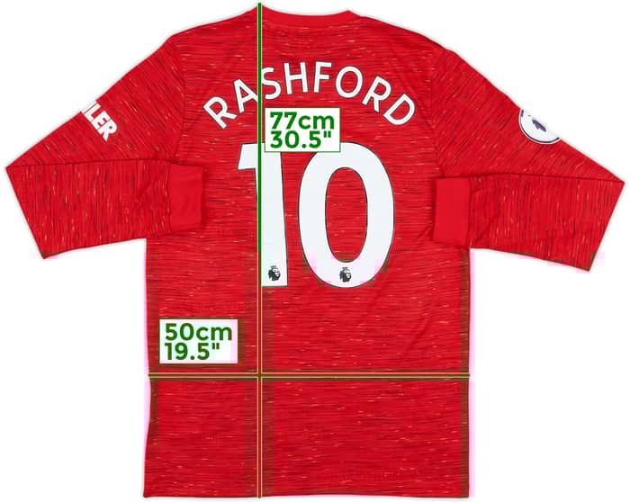 2020-21 Manchester United Home L/S Shirt Rashford #10 - 9/10 - (M)