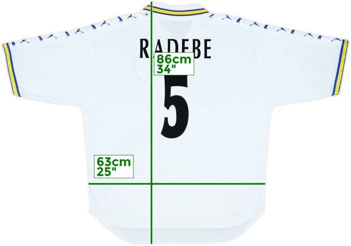 1998-00 Leeds United Home Shirt Radebe #5 - 10/10 - (XL)