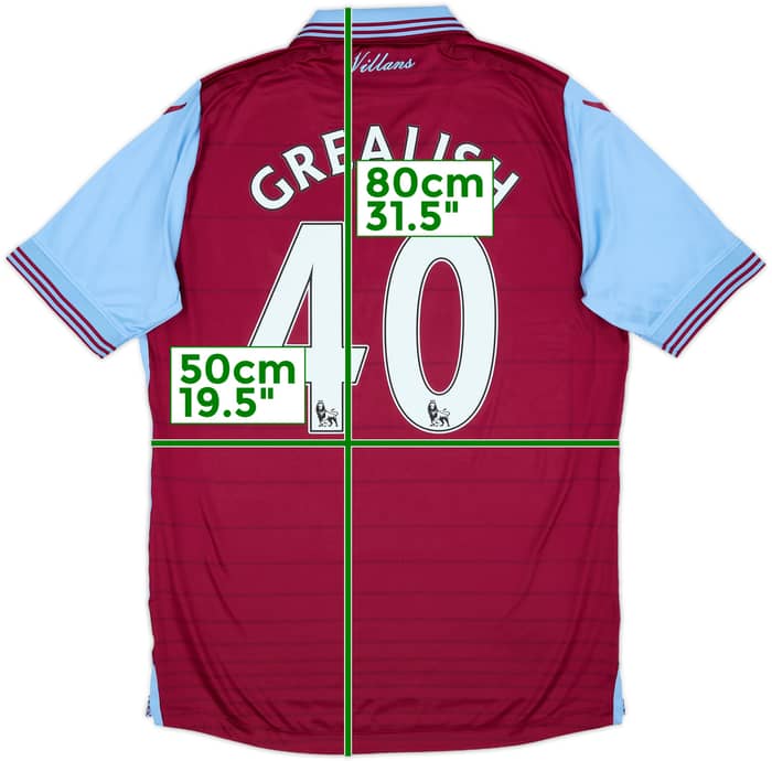 2015-16 Aston Villa Home Shirt Grealish #40 - 7/10 - (M)